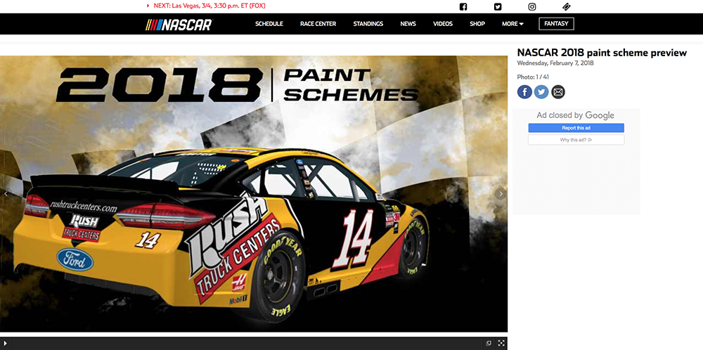 NASCAR Paint Scheme, Fire suit and art direction for Stewart Haas Racing and Rush Truck Centers #14 Car